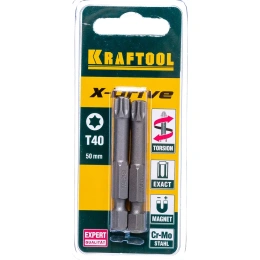 Биты "EXPERT" (E 1/4"; Т 40; 50 мм; 2 шт.) KRAFTOOL 26125-40-50-2