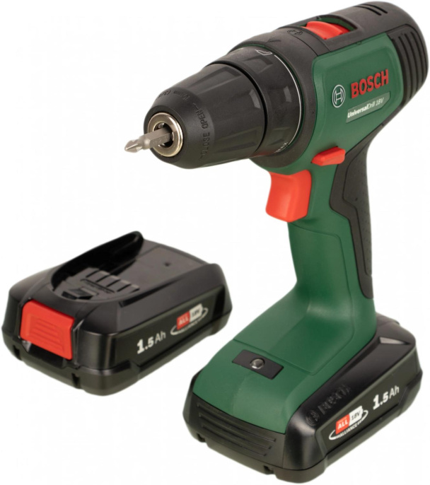 Дрель-шуруповерт Bosch UniversalDrill 18V аккум. патрон:быстрозажимной кейс в комплекте 06039D4002