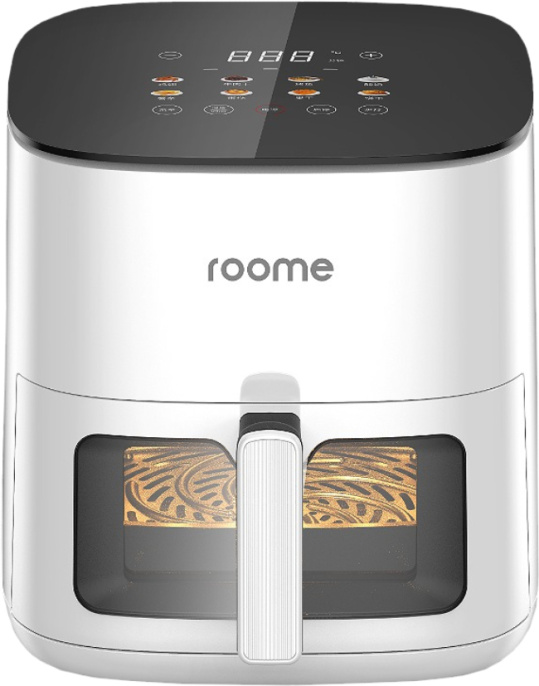 Аэрофритюрница roome Air Fry AF-ZE5223-WA (1500Вт, 80-200 ℃, таймер до 60мин, объем корзины 5л, с антипригарным покрытием, 8 режимов, нагревательный элемент из нержавеющей стали)