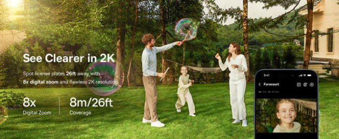Видеокамера Baseus S0003300 Security S1 Lite 2K White S00033 разрешение видео: 2K 2304p , угол обзора: 135°, ночное видение: 6 м, питание: аккумулятор 5200 мАч, кодирование