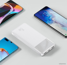 Портативное зарядное устройство Baseus PPBD050002 Bipow Digital Display Power Bank 10000mAh 15W White модель PPBD10 Overseas Edition, в комплекте кабель USB-Micro USB, 25 см