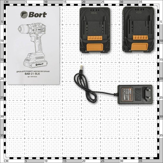 Аккумуляторная дрель-шуруповерт BORT BAB-21-BLK 93413526 { 21 В, 1.5 Ач, Li-lon, 2 Акб }
