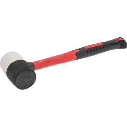 Kranz KR-12-8152 Киянка резиновая 225 г, черно-белая резина, фибергласовая рукоятка