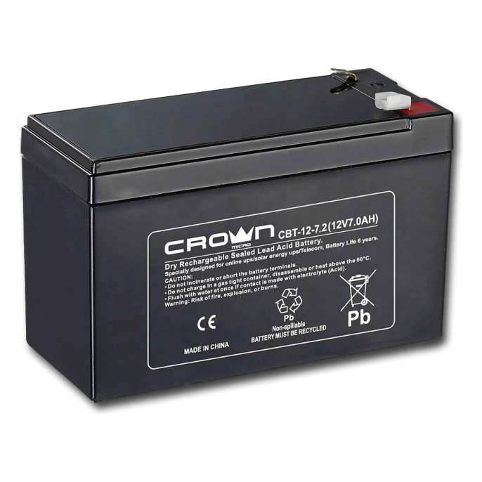Аккумулятор CBT-12-7.2 (7.2 Ач; 12 В) CROWN CM000001677