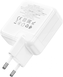 Сетевое зар./устр. Hoco C115A Header PD65W three-port 2C1A charger EU 65W 3.25A+3A+2A+1.5A PD+QC универсальное белый 98312