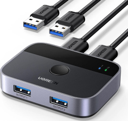 Переключатель UGREEN CM757 35313 USB 3.0 2x2 Sharing Switcher. Цвет: черно-серый