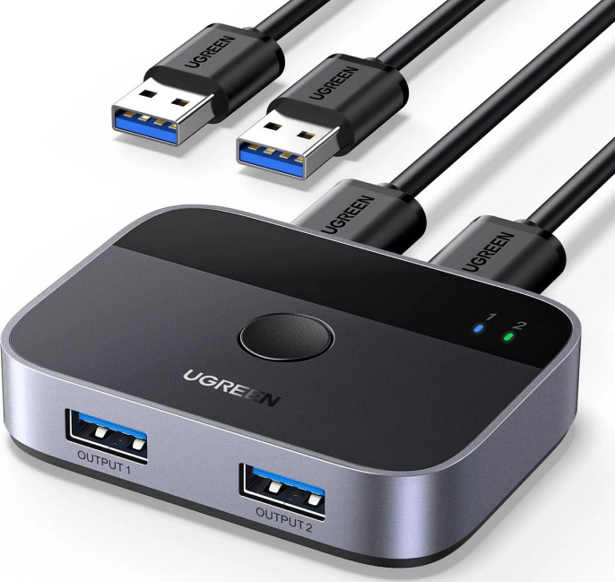 Переключатель UGREEN CM757 35313 USB 3.0 2x2 Sharing Switcher. Цвет: черно-серый