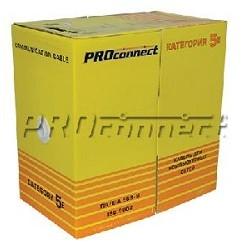 PROconnect 01-0048-3 Кабель витая пара омедненный U/UTP, CCA, CAT 5, PVC, 4PR, 26AWG, INDOOR, SOLID, серый, 305м Light