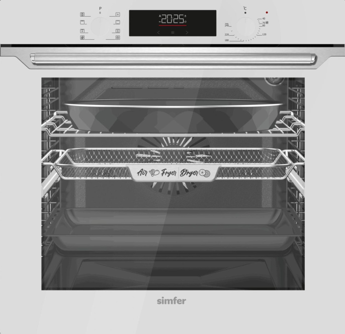 Духовой шкаф электрический Simfer B6EC68025, 80л, дверца с 3 стеклами, белый