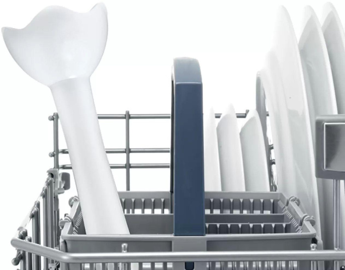 Блендер Bosch MSM6B100 погружной, мощность 250Вт, 1 скорость, нож блендера специальной формы из высококачественной нержавеющей стали, съемная ножка блендера из термоустойчивого пластика, белый