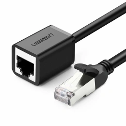 Удлинитель UGREEN NW112 11278 Cat 6 F/UTP Ethernet RJ45 Extension Male/Female Patch Cords. Длина: 0,5м. Цвет: черный