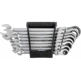 Набор комбинированных шарнирных ключей с трещоткой Gigant 8 шт, Сталь Cr-V, 8-19мм, GCWSMH 8