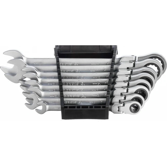 Набор комбинированных шарнирных ключей с трещоткой Gigant 8 шт, Сталь Cr-V, 8-19мм, GCWSMH 8