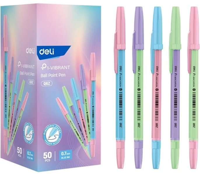 Ручка шариков. Deli P1 EQ6Z d 0.7мм син. черн. карт.уп.