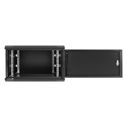 Шкаф телекоммуникационный 19" настенный 6U ExeGate EC-WM-6U.450.M.BLACK (19”, 6U, 600x450x370mm (ШхГхВ), передняя дверь металл, съемные боковые панели, пыле- и влагозащита IP23, черный RAL 9004) EX298617RUS