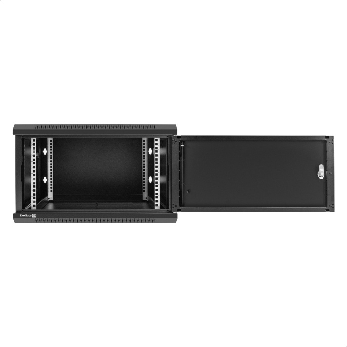 Шкаф телекоммуникационный 19" настенный 6U ExeGate EC-WM-6U.450.M.BLACK (19”, 6U, 600x450x370mm (ШхГхВ), передняя дверь металл, съемные боковые панели, пыле- и влагозащита IP23, черный RAL 9004) EX298617RUS