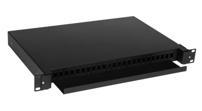 Кросс оптический 19'' стоечный на 24 адаптера SC, 1U, с 2-мя сплайс-кассетами, без адапте LANMASTER LAN-FOBM-RMS-24SC