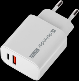 Defender Сетевое ЗУ UPA-130 USB-C/PD30W + USB-A/QC3.0, белый. 83674