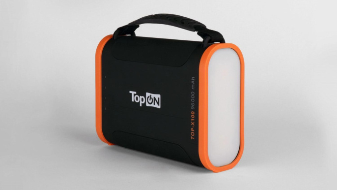 Электростанция портативная TopON TOP-X100 96000mAh 3A QC3.0 3xUSB черный/оранжевый чехол в комплект