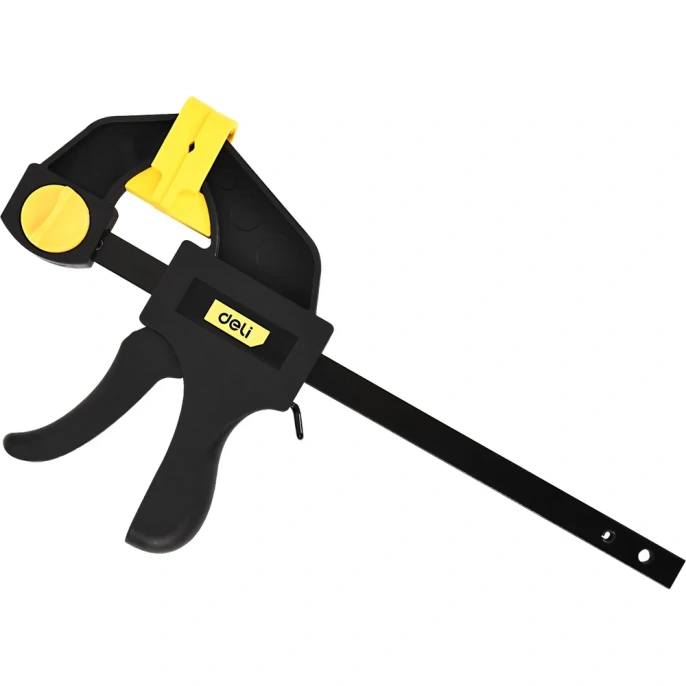 Быстрозажимная пистолетная струбцина DELI dl110106 150x70мм, стальная рама, пластиковые губки, макс.усилие до 750Н 112011