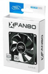 Вентилятор DeepCool XFan 80 80мм, от БП:4-pin Molex , 1800об/мин, 20 дБ, черный, Ret [dp-fdc-xf80]