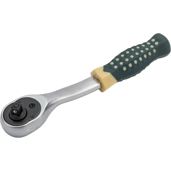 Трещотка Rockforce реверсивная усиленная изогнутая с резиновой ручкой 1/4 RF-802222 17875