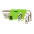 Набор имбусовых ключей Tamper-Torx, 9 шт: TT T10-T50, 45Х, СИБРТЕХ закаленные, короткие, никель.// 12321
