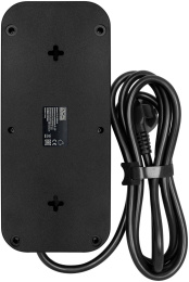 Фильтр-удлинитель PowerCom SP-08 USB03AB 1.8M, 8 розеток, черный, 16А, 4кВт, 175Дж, 3*USB, защитные шторки, защита от КЗ, перегрузки, ВЧ и импульсных помех, кабель 3x1 мм2, ШхГхВ 230х105х45 мм, вес 0.55 кг./ Surge protector PowerCom SP-08 USB03AB 1.8M, 8