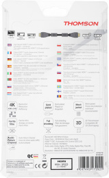 Кабель аудио-видео Thomson High Speed, HDMI m - HDMI m , 3м, GOLD, ф/фильтр, черный [00132107]