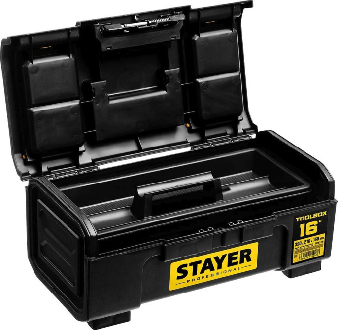 Ящик для инструментов Stayer Professional 38167-16 13л 1отд. черный/желтый