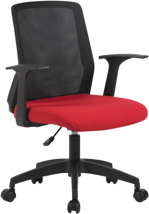 Кресло Cactus CS-MC222-BKRD, сетка/ткань, до 100кг, фиксированные подлокотники,  темно-красный