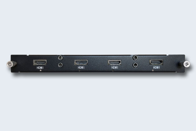 TNTV/TNT MMS-4I-HDMI Карта интерфейсная, HDMI+AUDIO, 4 внешних входных порта: HDMI+MINIJACK, интегрированный конвертер видеоразрешений/scaler;для коммутаторов серии MMS-xxxxIPB