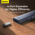 Хаб Baseus BS-OH108 UltraJoy Series 4 порта (USBA to USB3.0*4) Space Grey (B0005280A813-03)