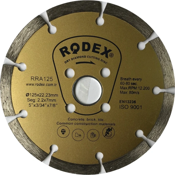 Диск алмазный отрезной сегментный Rodex стандартный 125х1.9х22.2 мм Bull RRA125