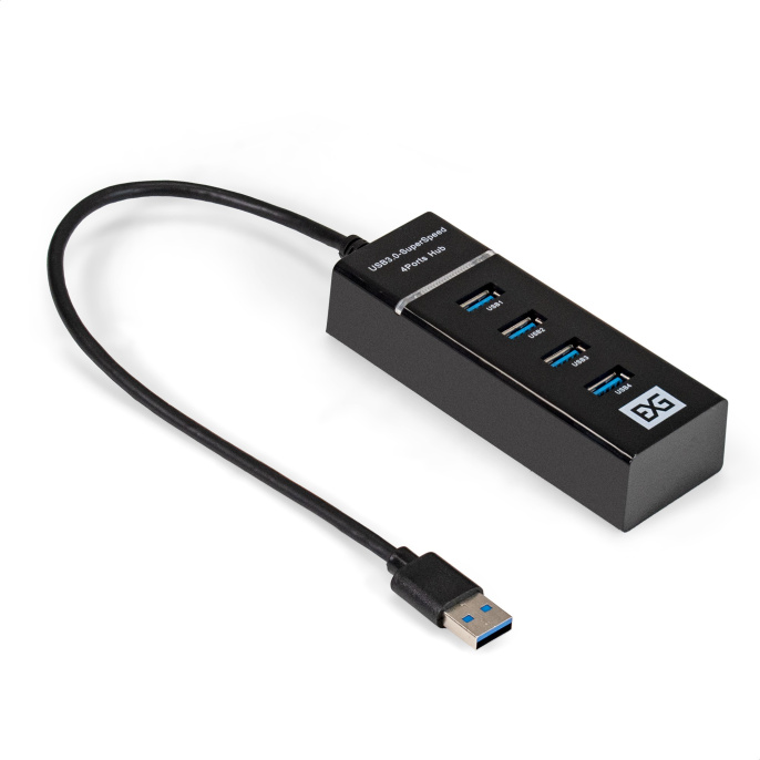 USB-Хаб (концентратор) 4-в-1 ExeGate DUB-331T (кабель-адаптер USB3.0 --> 3xUSB2.0, 1xUSB3.0, Plug&Play, черный) EX299788RUS