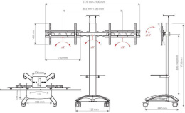 Подставка для телевизора Arm Media PT-STAND-15, 26-55", напольный, наклон, серебристый [10242]