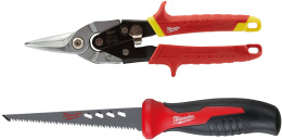 Набор для работ по гипсокартону Milwaukee 4932479784 2шт пила: лезвие 150 мм, защита от коррозии, ножницы: прорези для большого и указательного пальцев, торсионная пружина, хромированные кованые лезвия, литые ручки