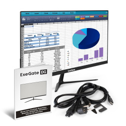 Монитор 23.8" ExeGate SmartView EP2400A EX295526RUS (IPS LED Grade A+, FHD, 1920x1080@75Гц, 16:9, 250cd/m2, 1000:1, 178°/178°, 5ms, D-Sub, HDMI, audio-out, встроенный БП, FreeSync, Flicker-free, Low Blue Light, кабель HDMI 1.5м, VESA,