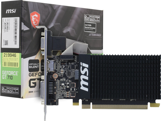 Видеокарта MSI NVIDIA GeForce GT 710 GT 710 2GD3H LP 2ГБ DDR3, Low Profile, Ret