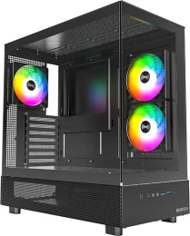 Корпус ATX Без БП Montech XR MNT-XR-B Tempered Glass, 1xUSB 2.0, 1xUSB-A 3.2 5Гбит/с, 3x120mm ARGB, HD Audio+Mic, VGA MAX 420mm, CPU MAX 175mm, пылевые фильтры Black
