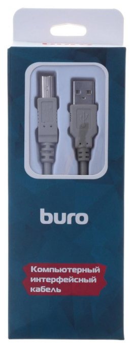 Кабель USB2.0 Buro USB A m - USB B m , 1.8м, блистер, серый [bhp ret usb_bm18]