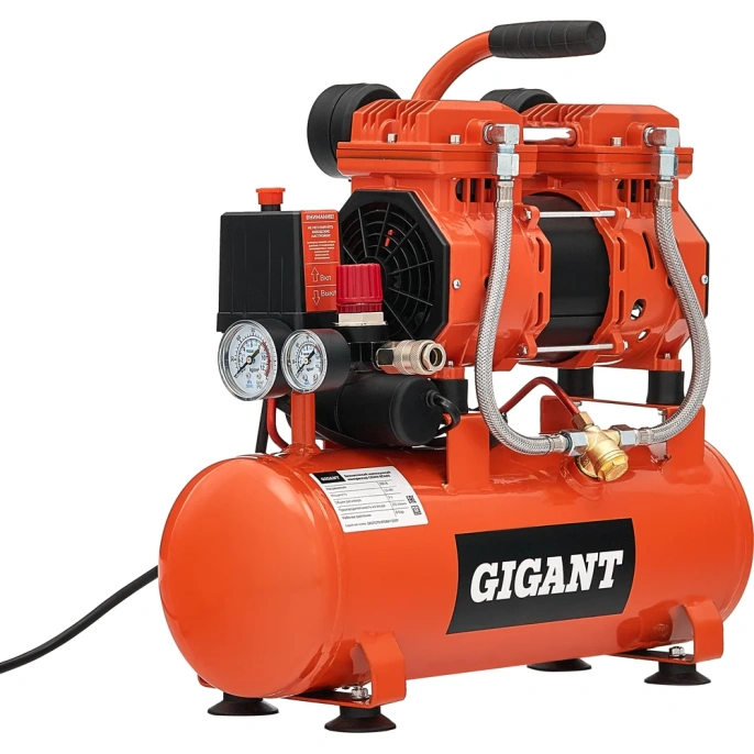 Безмасляный малошумный компрессор (9 л; 8 бар; 195 л/мин) Gigant GSWK-9/1400