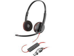 Гарнитура проводная/ Poly Blackwire 3220 Stereo USB-C Headset +USB-C/A Adapter Bulk (8X228A6)