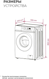 Стиральная машина узкая LEX LWM06010BLIDsmall, с фронтальной загрузкой, 6кг, 1000об/мин, с паром, инверторная