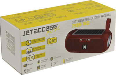 Колонка JETACCESS PBS-120 Blue (2x5W USB Bluetooth5.0 microSD FM солнечная панель Li-Ion)
