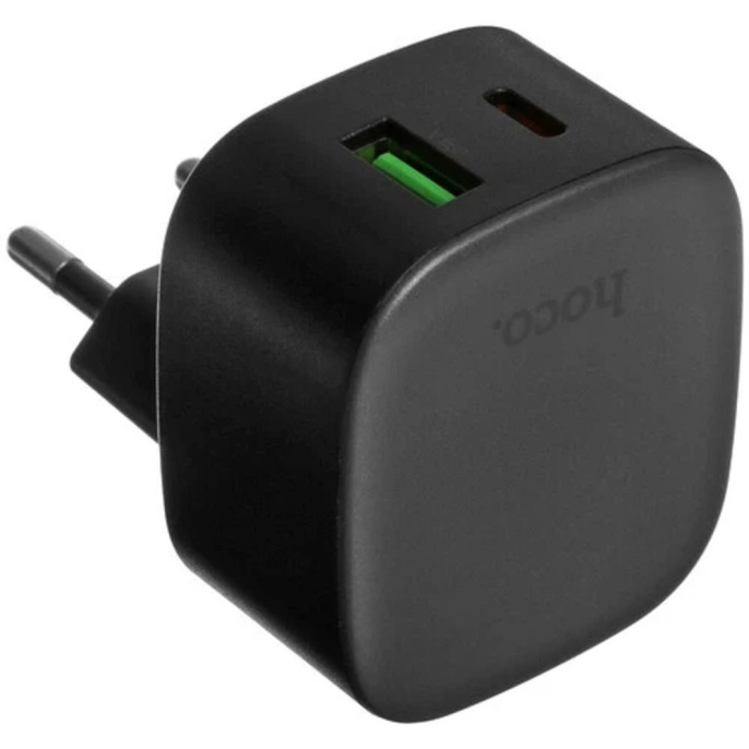 HOCO CS32A/ Сетевое ЗУ/PD + QC 3.0/ 2 USB: Type-C + Type-A/ Выход: 20W/ черный