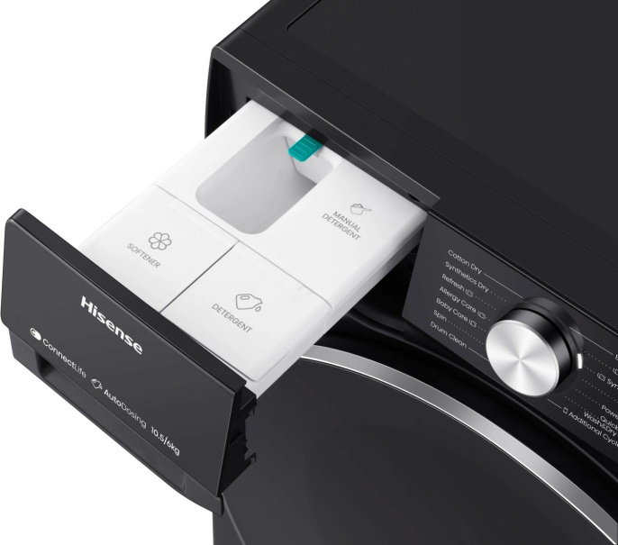 Стиральная машина Hisense WD5S1045BB, с фронтальной загрузкой, 10.5кг, 1400об/мин, с паром, с сушкой, инверторная