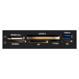 Картридер USB3.0 ExeGate <CR-611U3> (внутренний, 3.5", мультиформатный: SD/SDHC/SDXC/MMC/microSD/T-Flash/CF/MS/MS micro/XD, 1 доп.порт USB3.0, черный, металл) EX293028RUS