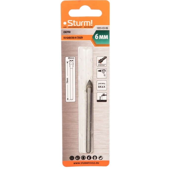 Сверло по стеклу и кафелю 6 мм STURM 1055-03-06