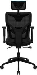 Кресло игровое Aerocool Guardian, экокожа/сетка, до 150кг, мультиблок, регулируемые 2D подлокотники, черный/голубой
